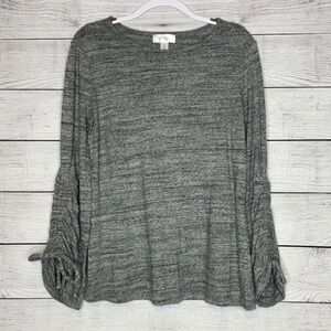 Motherhood Maternity Gray Marled Cozy Comfy Sweater Wide Cinched Sleeves Size S